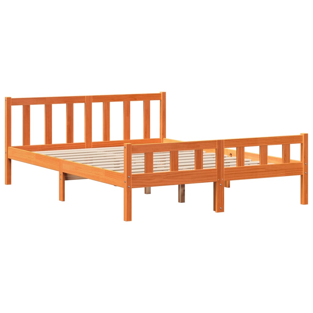 vidaXL Estructura cama con cabecero madera pino marrón cera 150x200 cm