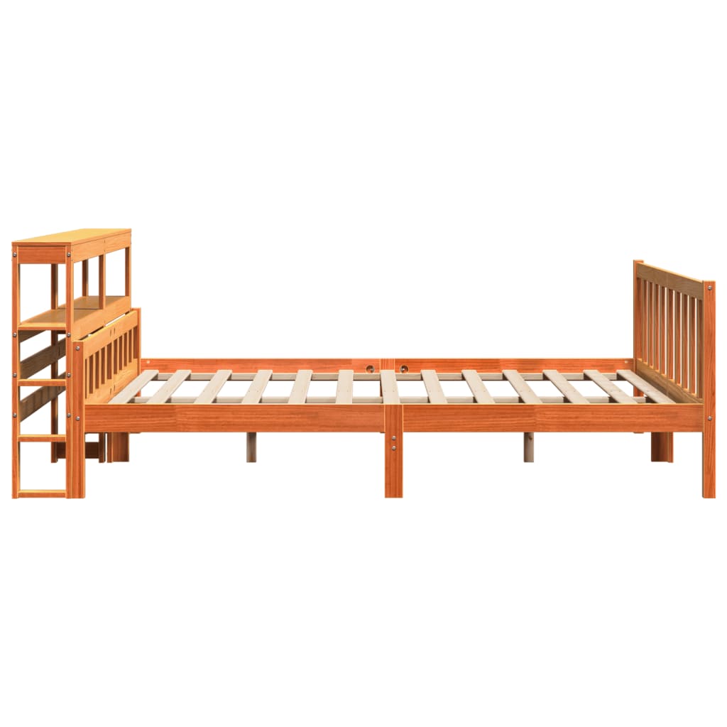 vidaXL Estructura cama con cabecero madera pino marrón cera 180x200 cm