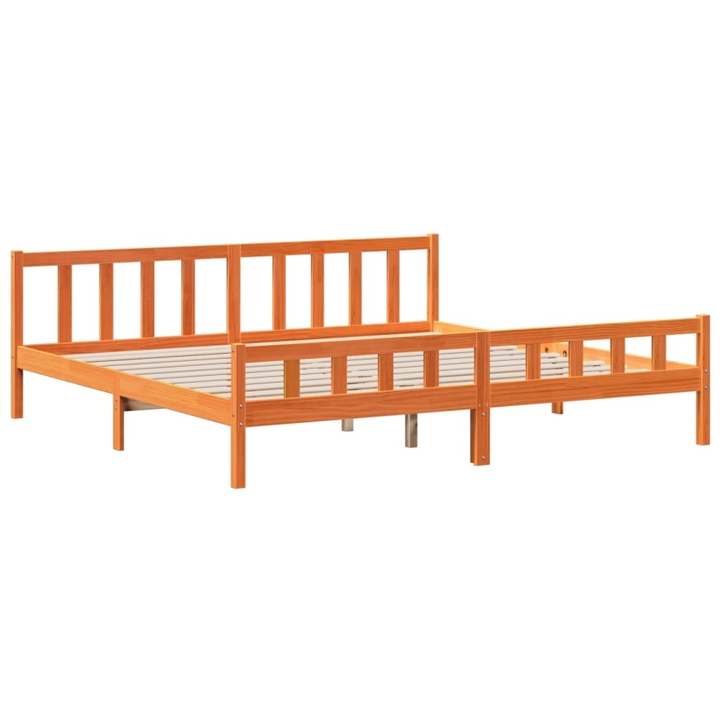 vidaXL Estructura cama con cabecero madera pino marrón cera 180x200 cm