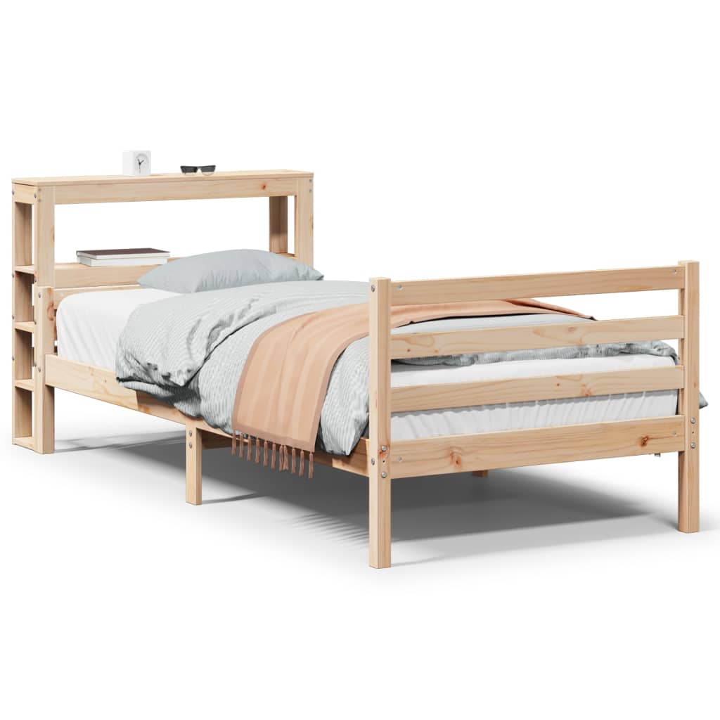 vidaXL Estructura de cama con cabecero madera maciza pino 75x190 cm