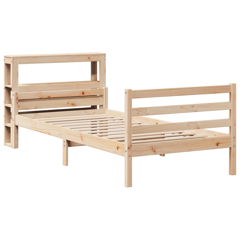 vidaXL Estructura de cama con cabecero madera maciza pino 75x190 cm