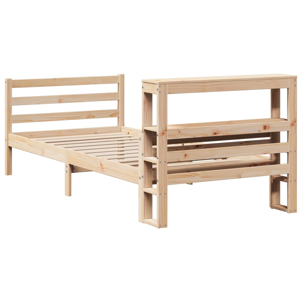 vidaXL Estructura de cama con cabecero madera maciza pino 75x190 cm