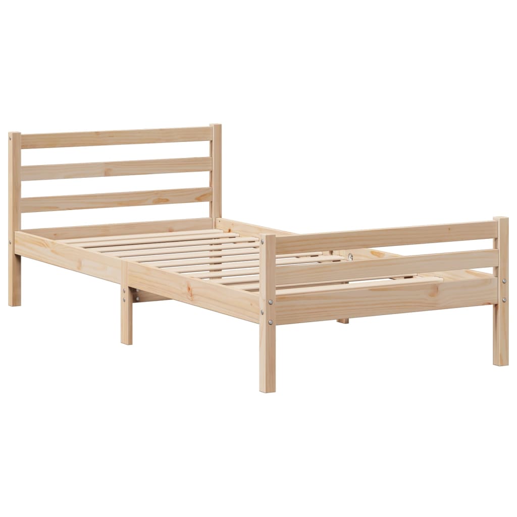 vidaXL Estructura de cama con cabecero madera maciza pino 75x190 cm