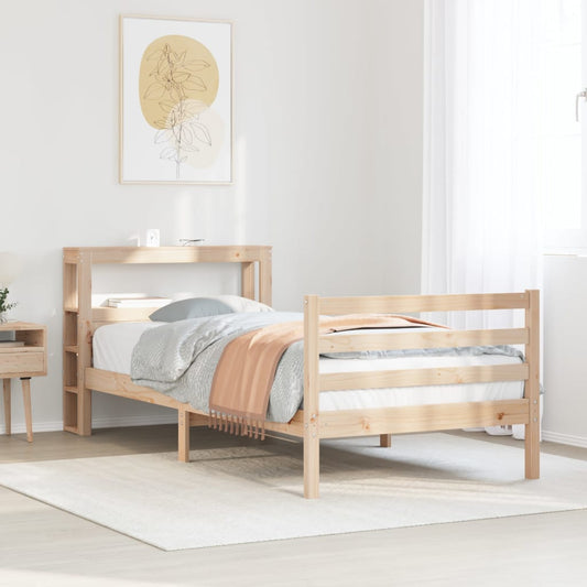 vidaXL Estructura de cama con cabecero madera maciza pino 75x190 cm