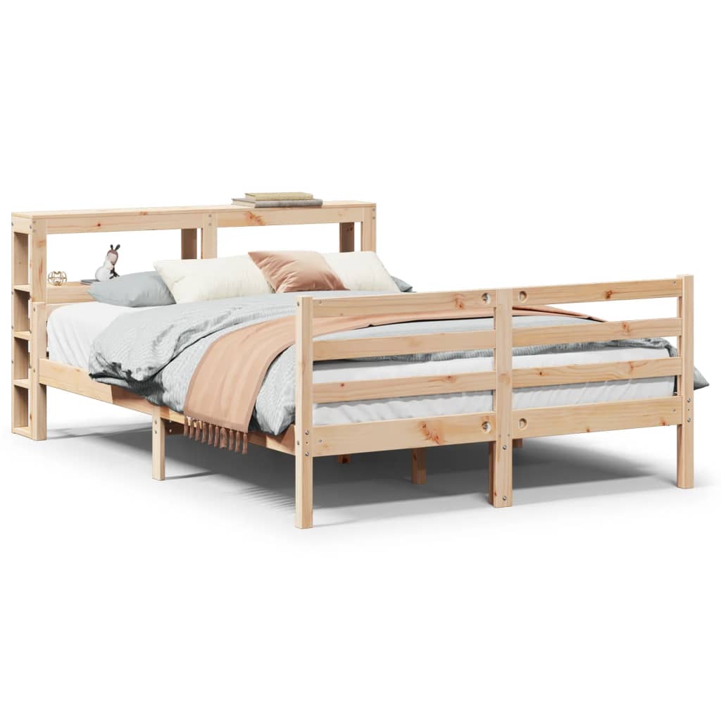 vidaXL Estructura de cama con cabecero madera maciza pino 120x190 cm