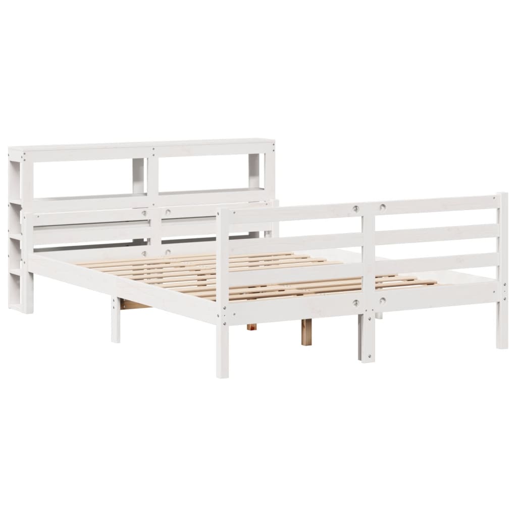 vidaXL Estructura de cama con cabecero madera pino blanco 120x190 cm