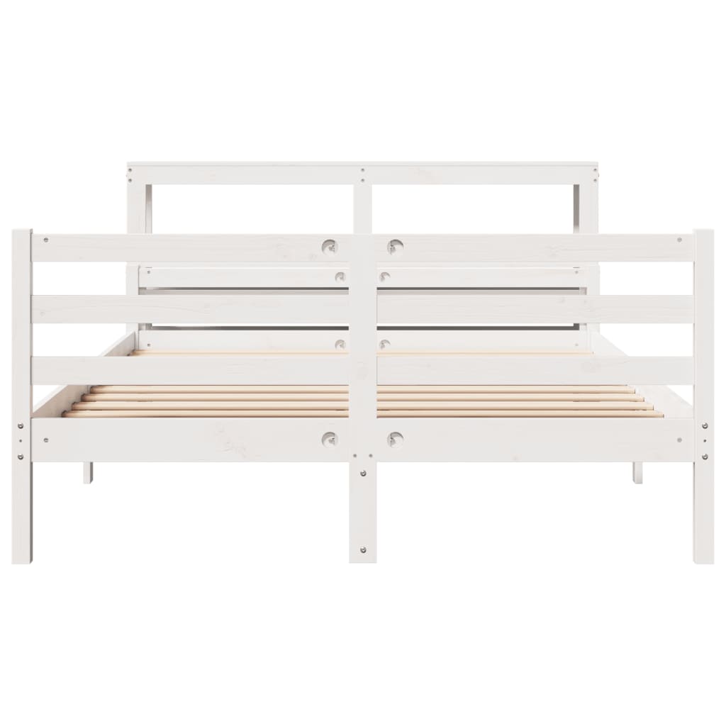 vidaXL Estructura de cama con cabecero madera pino blanco 120x190 cm