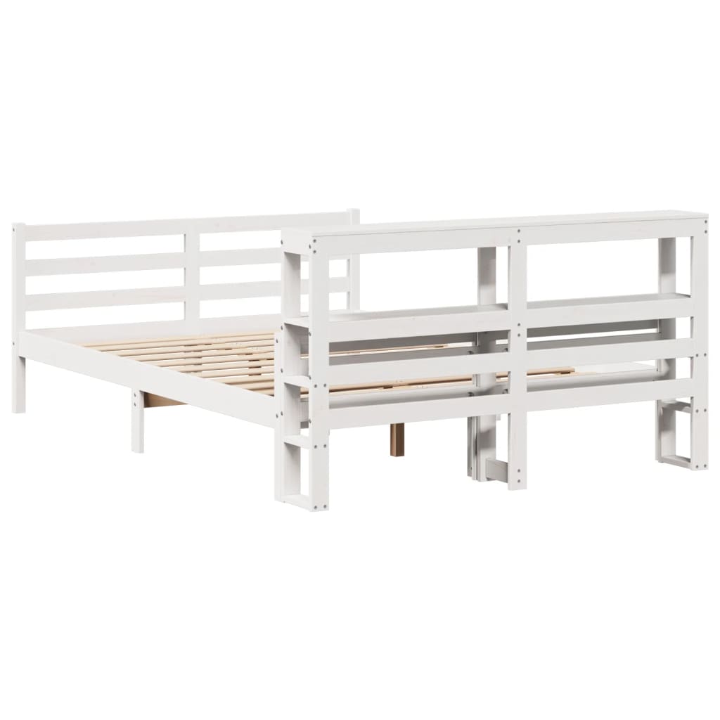 vidaXL Estructura de cama con cabecero madera pino blanco 120x190 cm