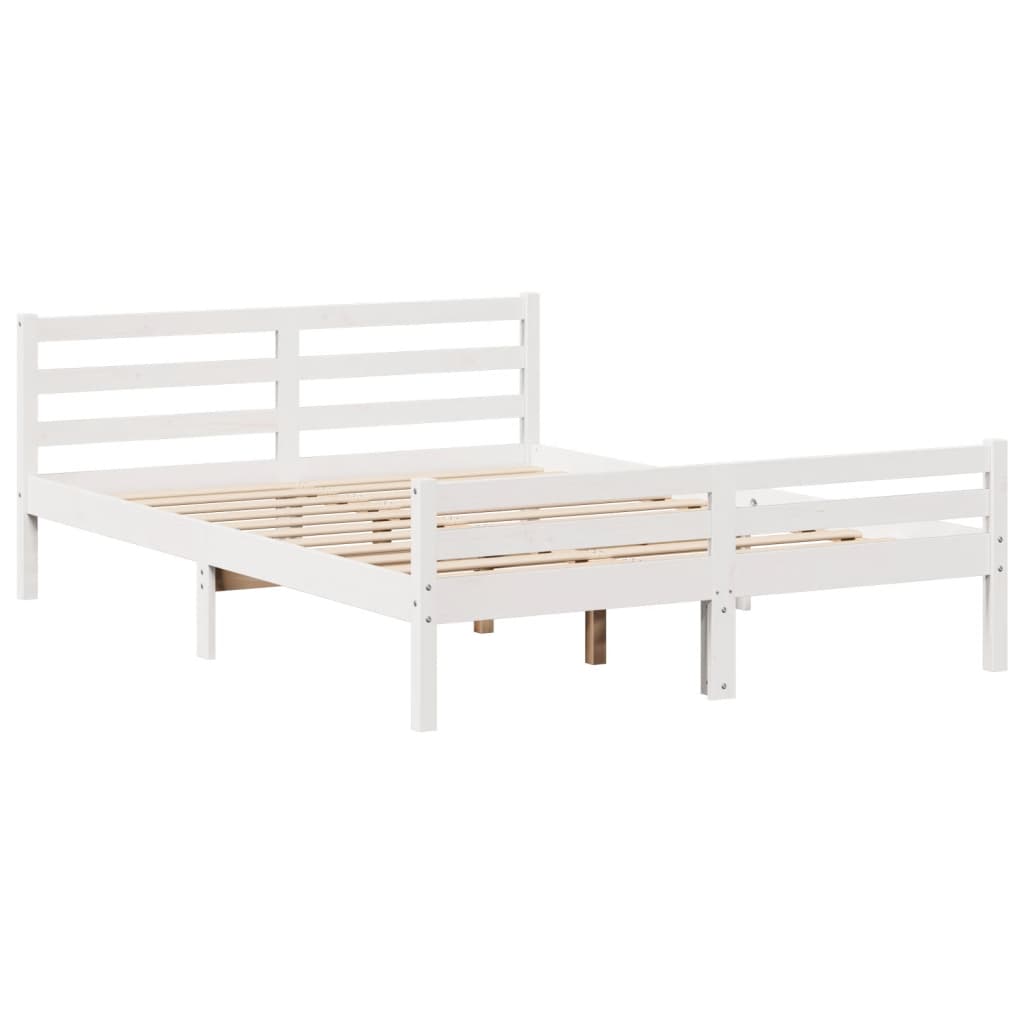 vidaXL Estructura de cama con cabecero madera pino blanco 120x190 cm