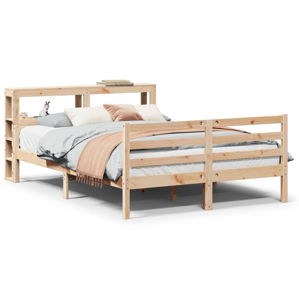 vidaXL Estructura de cama con cabecero madera maciza pino 135x190 cm