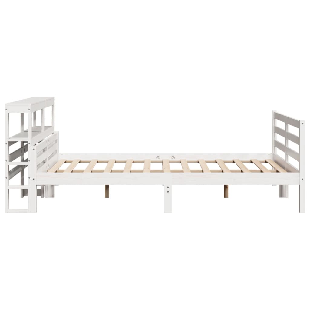 vidaXL Estructura de cama con cabecero madera pino blanco 135x190 cm