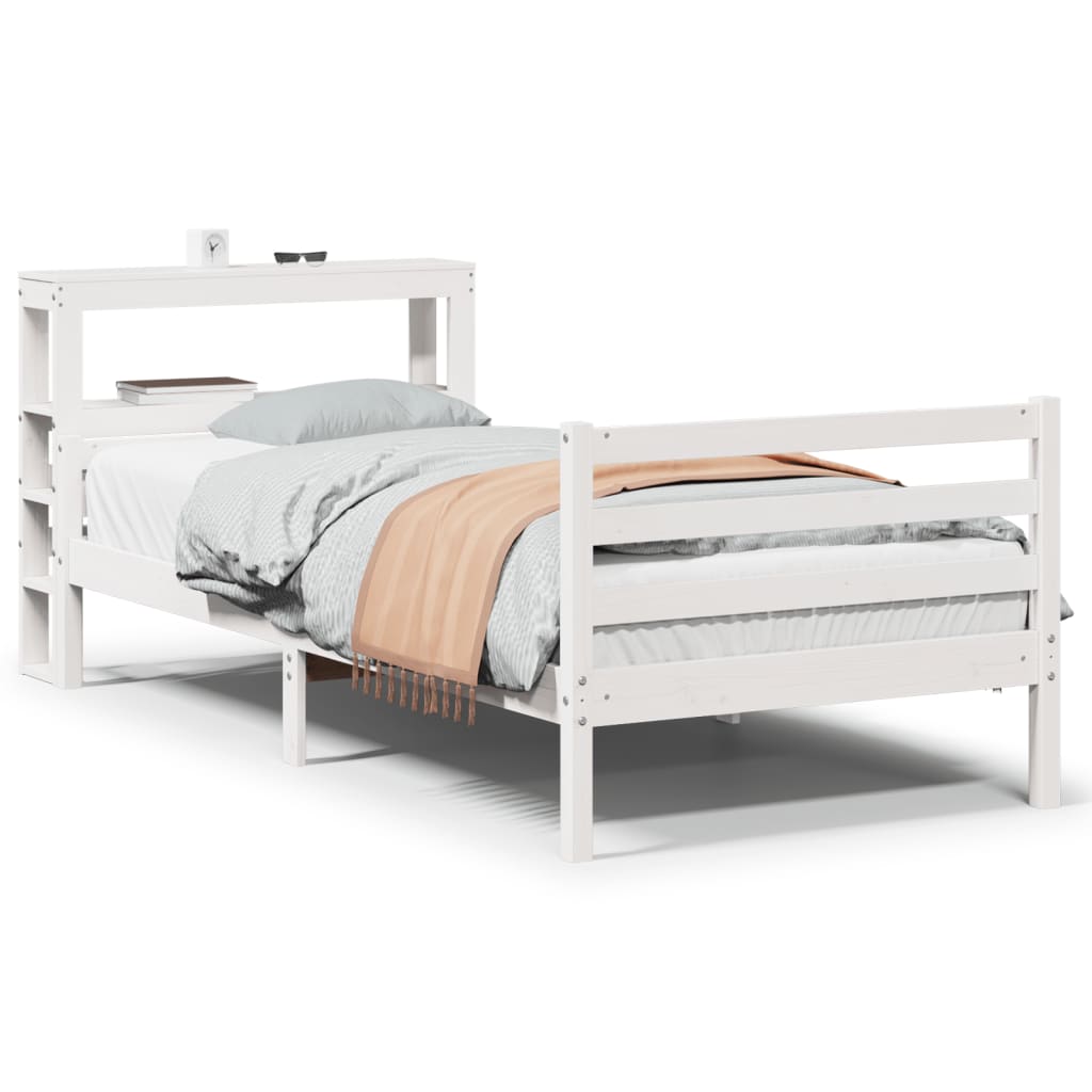 vidaXL Estructura de cama con cabecero sin colchón blanco 90x200 cm