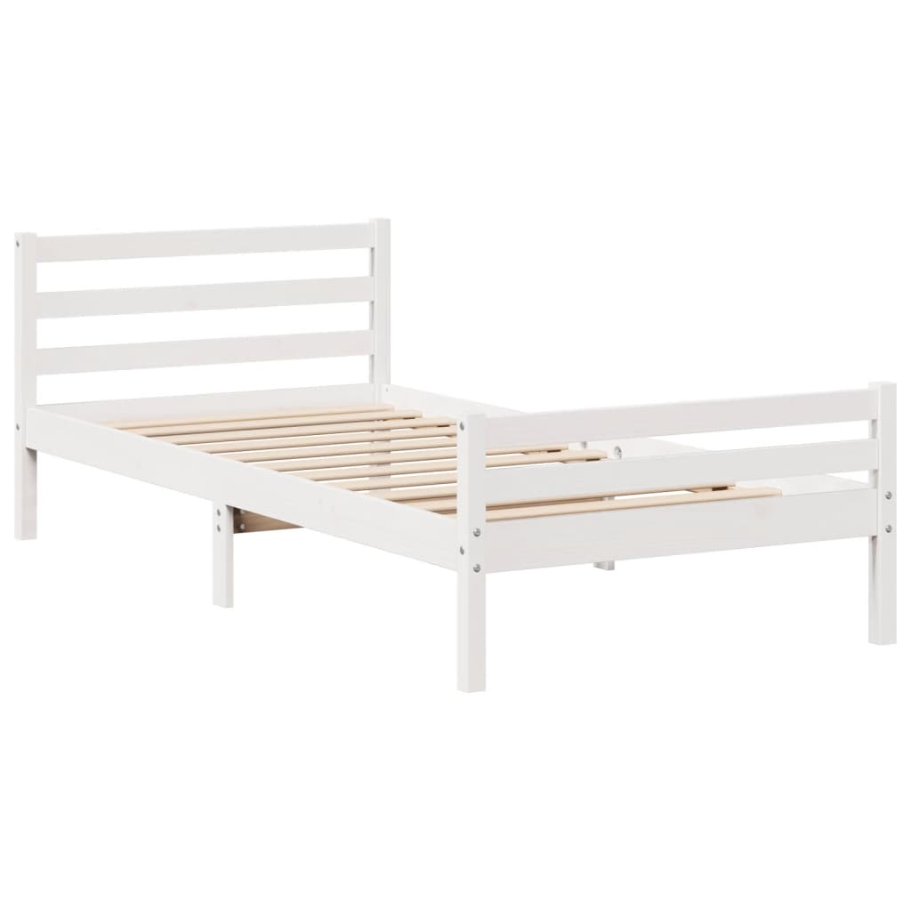 vidaXL Estructura de cama con cabecero sin colchón blanco 90x200 cm