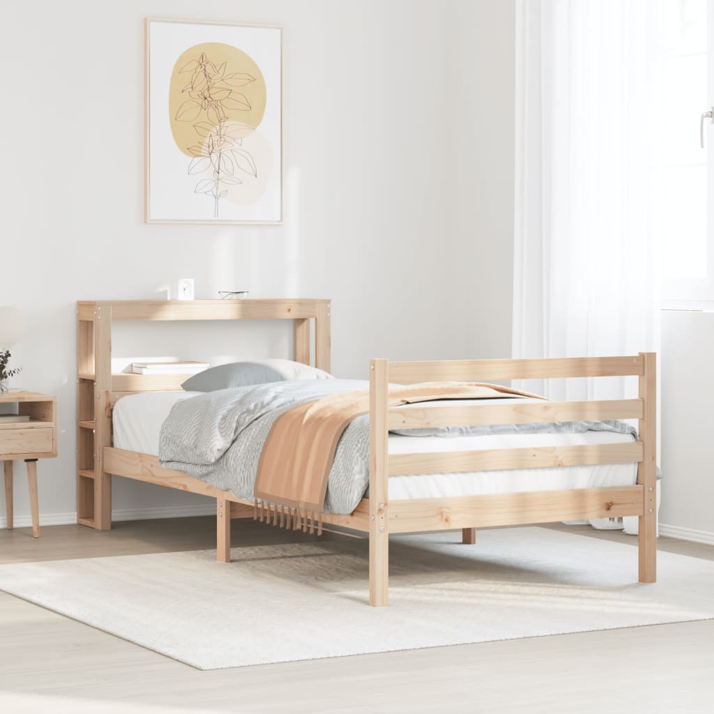 vidaXL Estructura de cama con cabecero madera maciza pino 100x200 cm