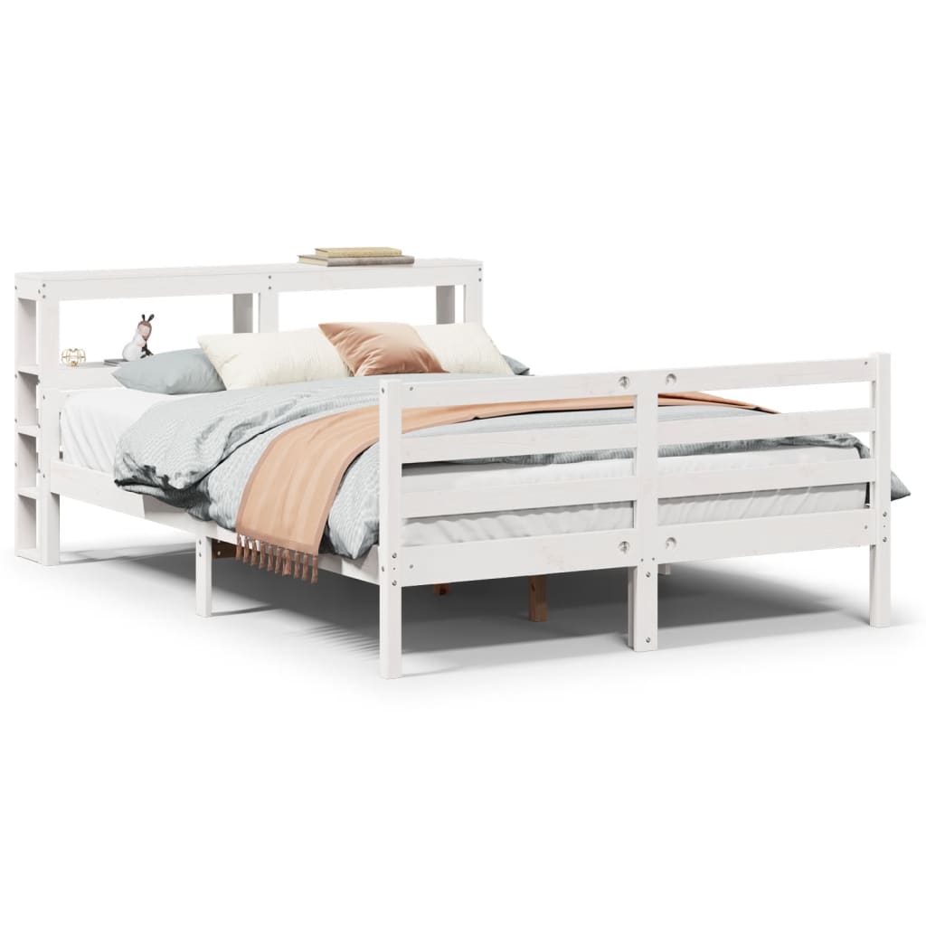 vidaXL Estructura de cama con cabecero sin colchón blanco 140x200 cm