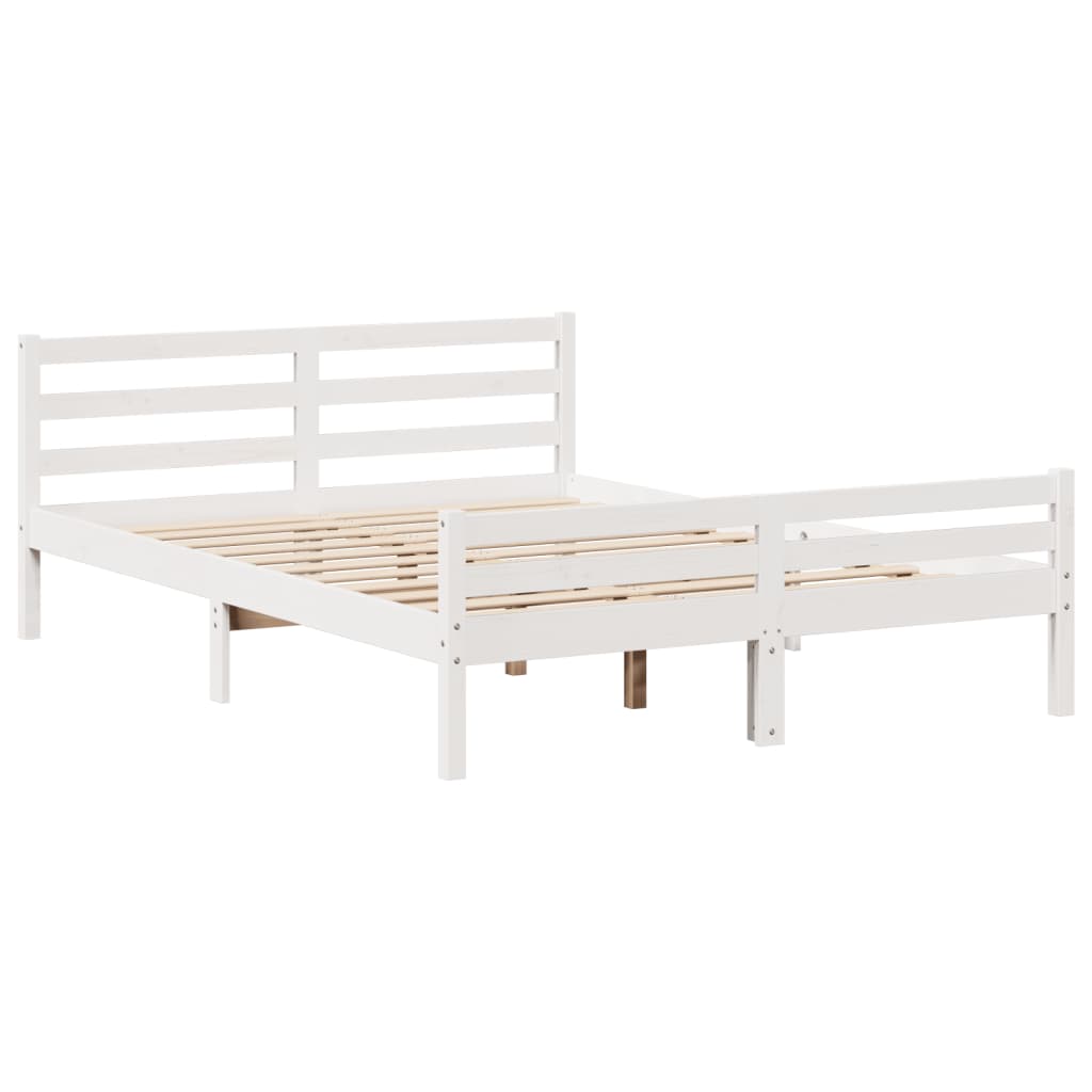 vidaXL Estructura de cama con cabecero madera de pino blanco 150x200cm