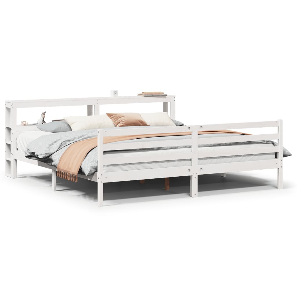 vidaXL Estructura de cama con cabecero sin colchón blanco 180x200 cm