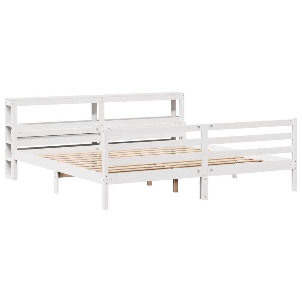 vidaXL Estructura de cama con cabecero sin colchón blanco 180x200 cm