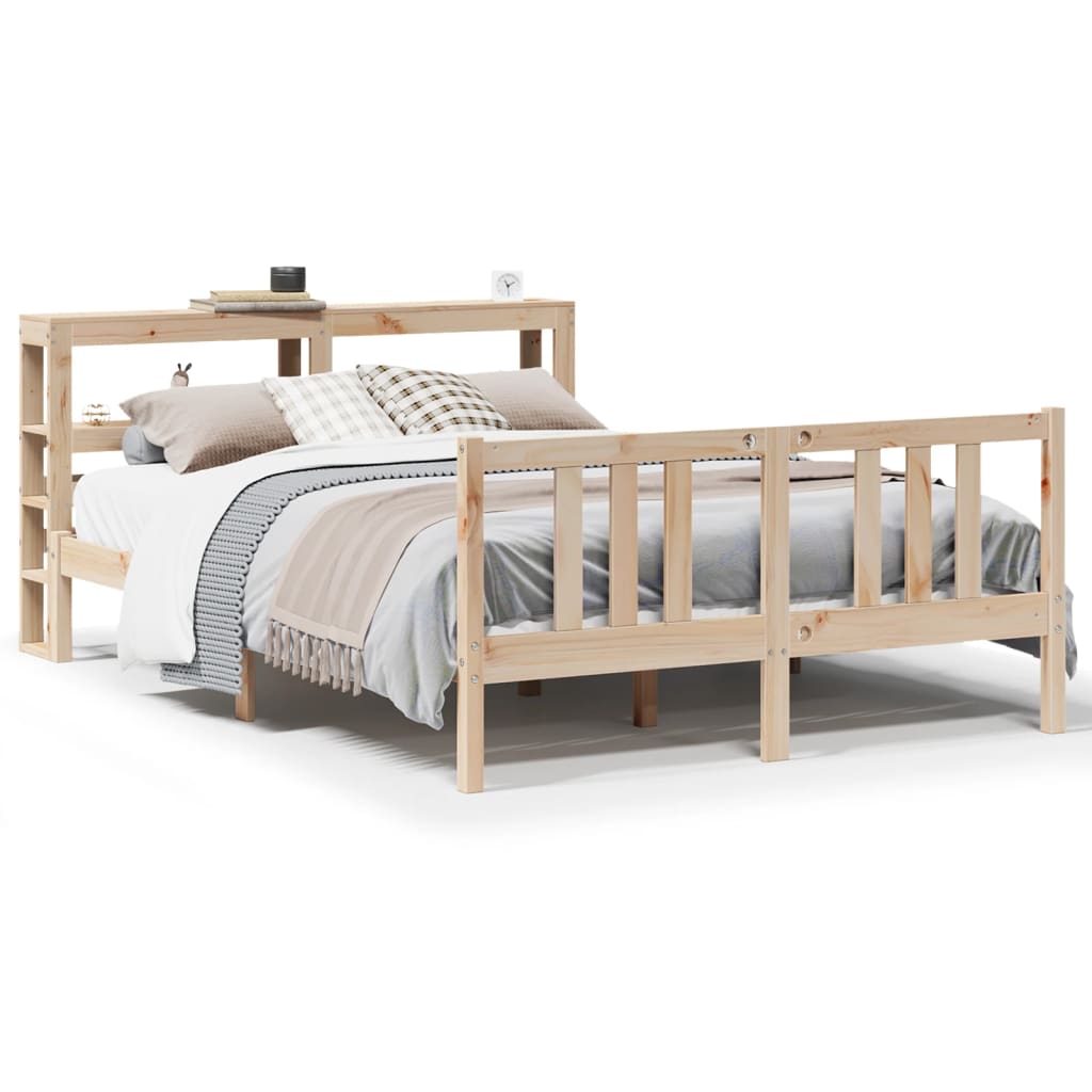 vidaXL Estructura de cama con cabecero madera maciza pino 140x190 cm