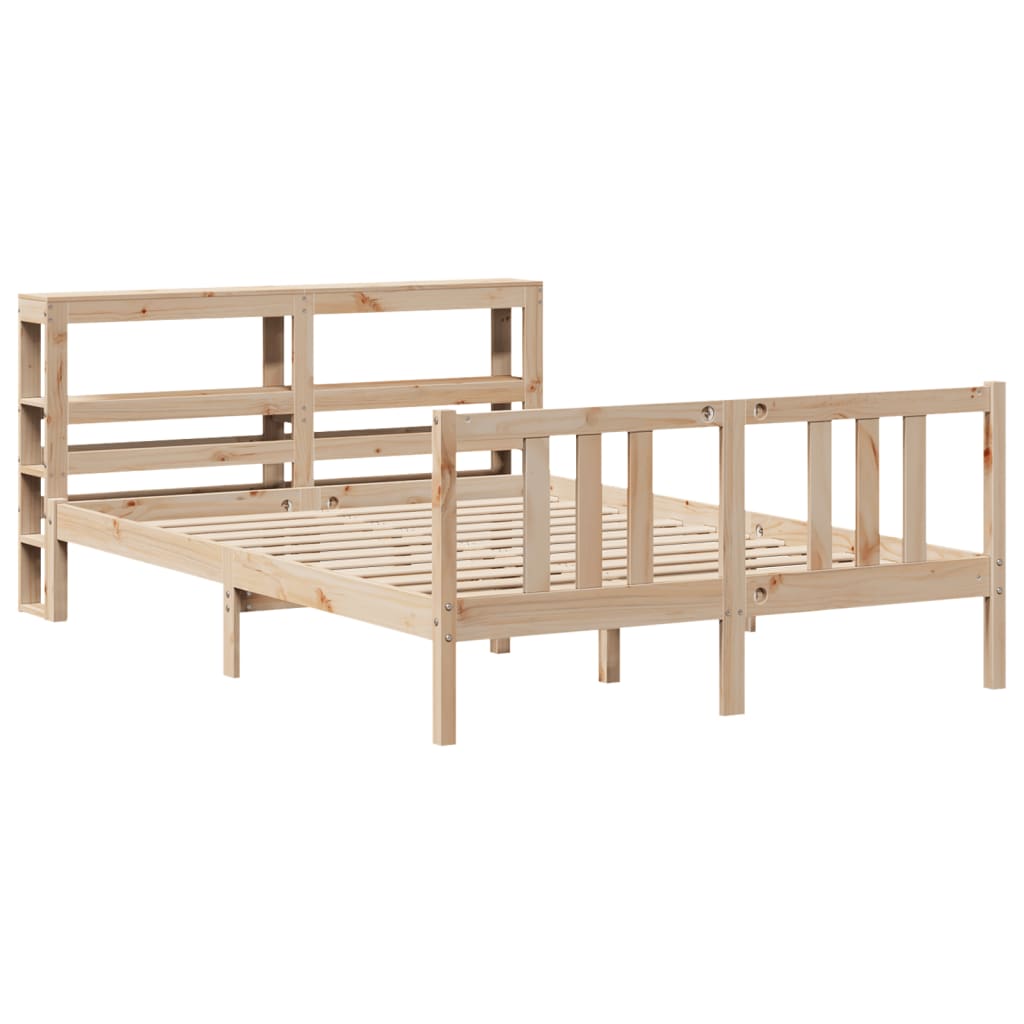 vidaXL Estructura de cama con cabecero madera maciza pino 140x190 cm