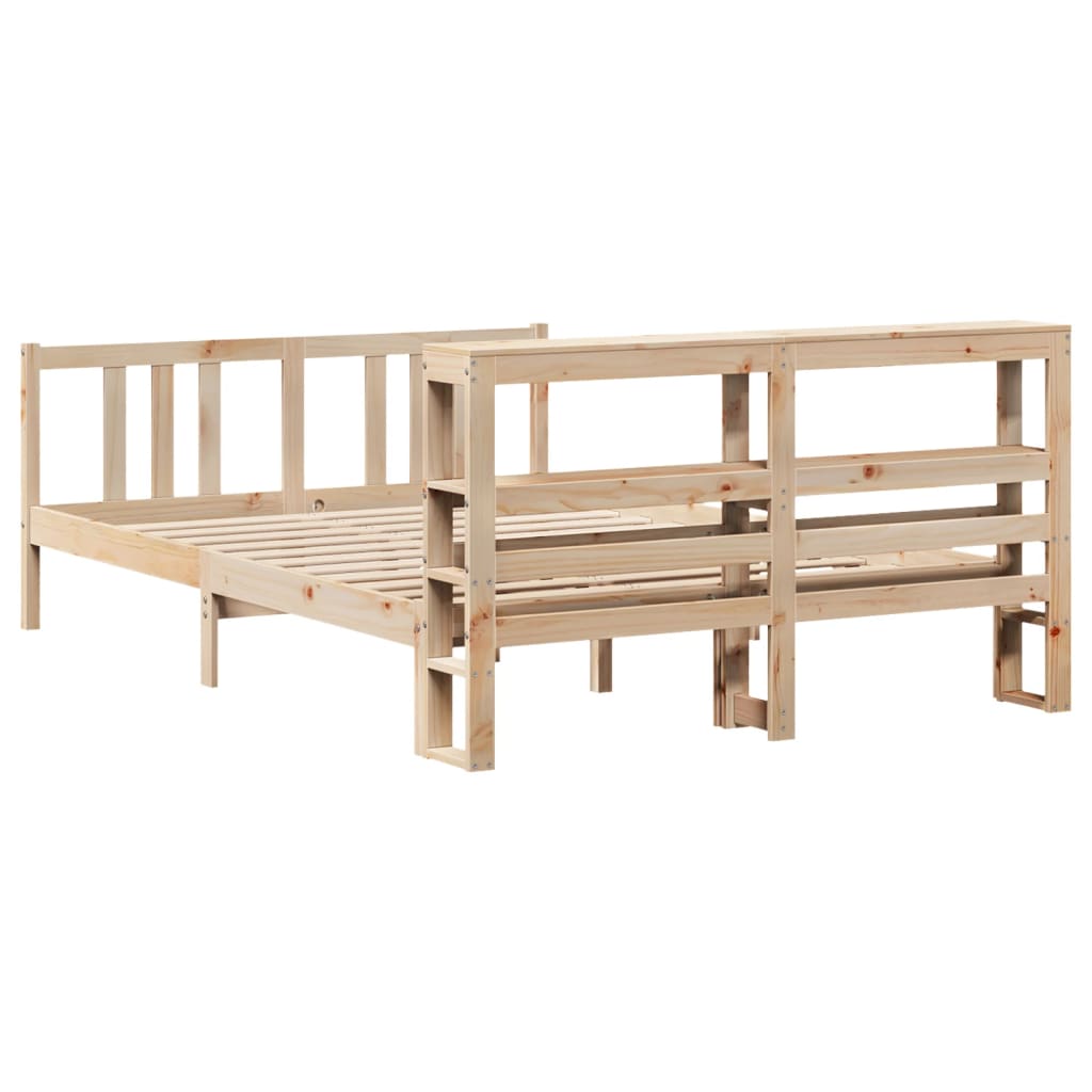 vidaXL Estructura de cama con cabecero madera maciza pino 140x190 cm