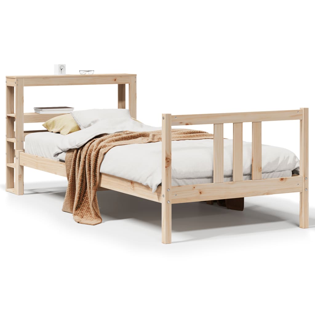 vidaXL Estructura de cama con cabecero madera maciza de pino 90x200 cm