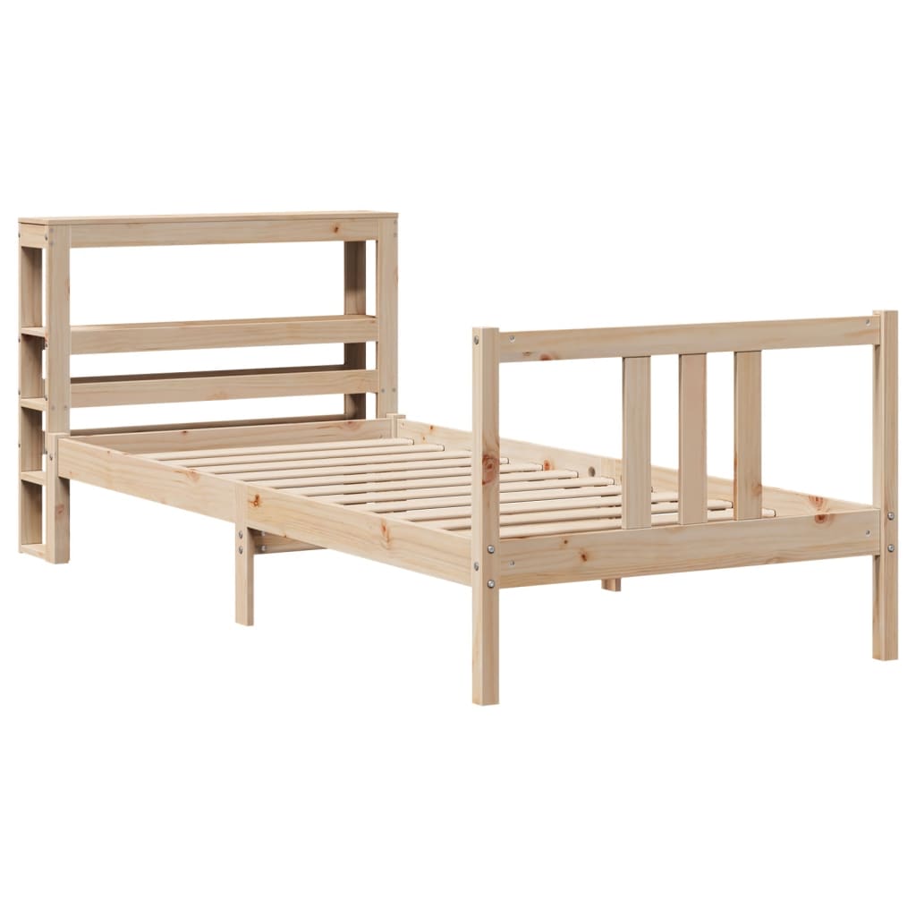 vidaXL Estructura de cama con cabecero madera maciza de pino 90x200 cm