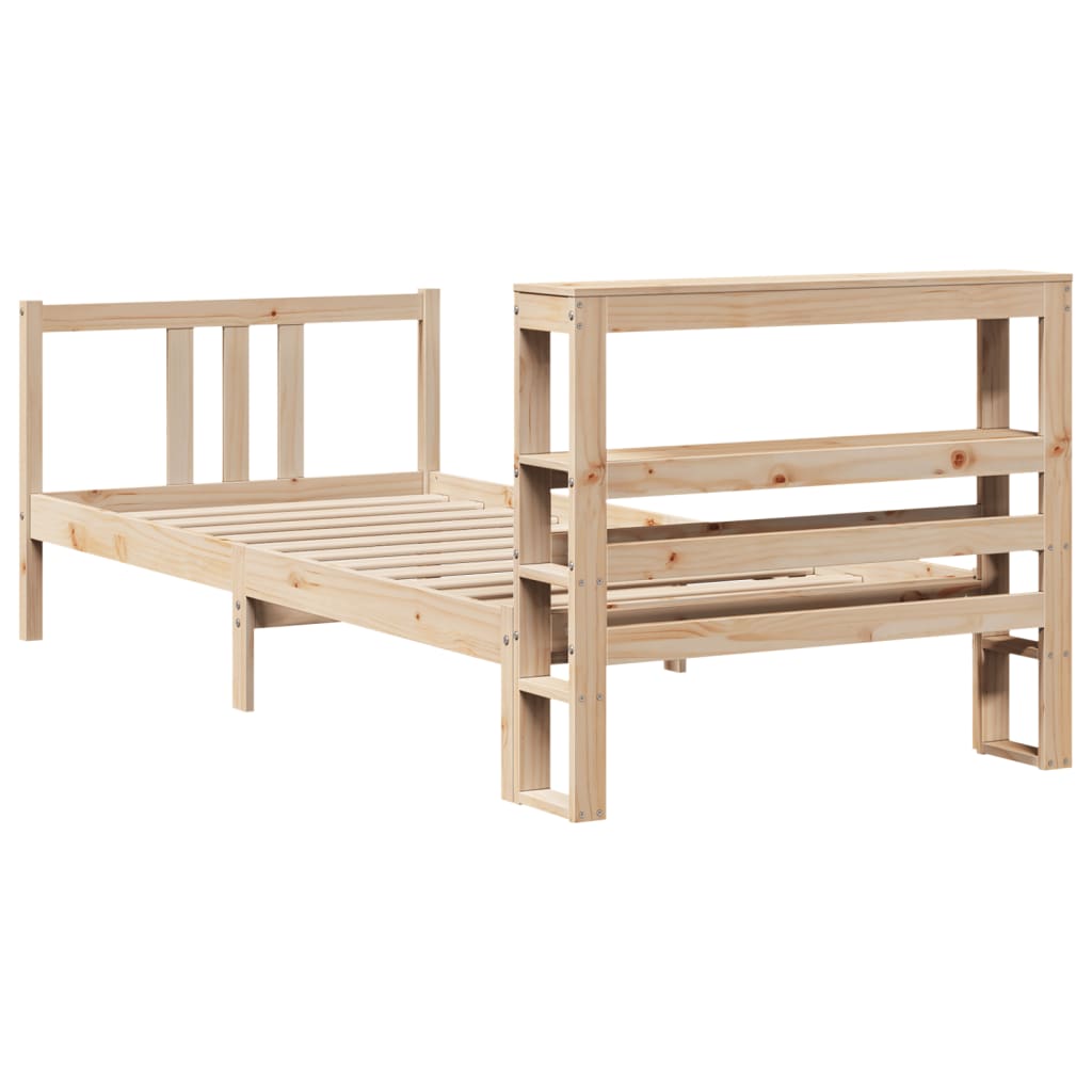 vidaXL Estructura de cama con cabecero madera maciza de pino 90x200 cm