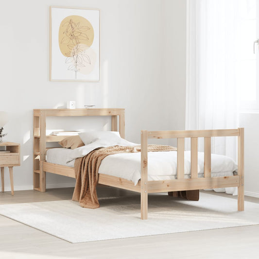 vidaXL Estructura de cama con cabecero madera maciza de pino 90x200 cm