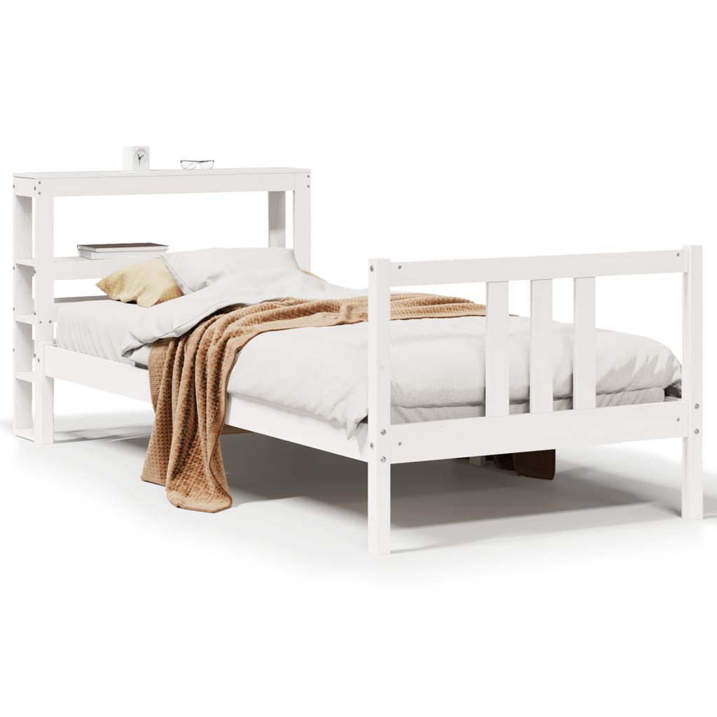 vidaXL Estructura de cama con cabecero sin colchón blanco 90x200 cm