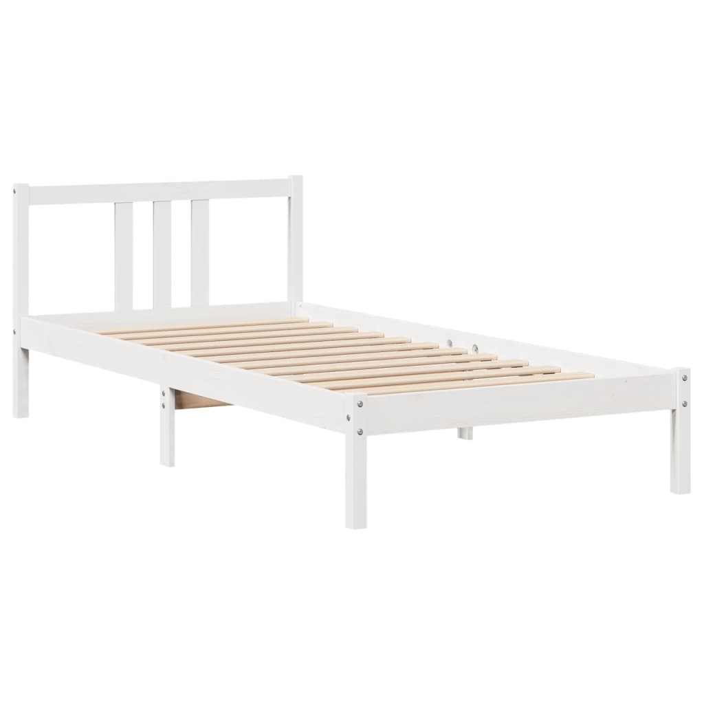 vidaXL Estructura de cama con cabecero sin colchón blanco 90x200 cm