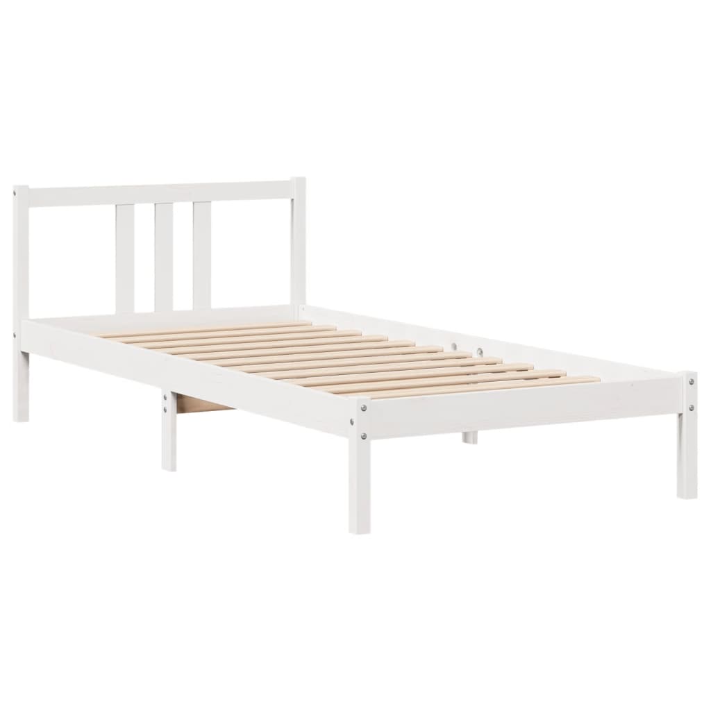 vidaXL Estructura de cama con cabecero sin colchón blanco 100x200 cm