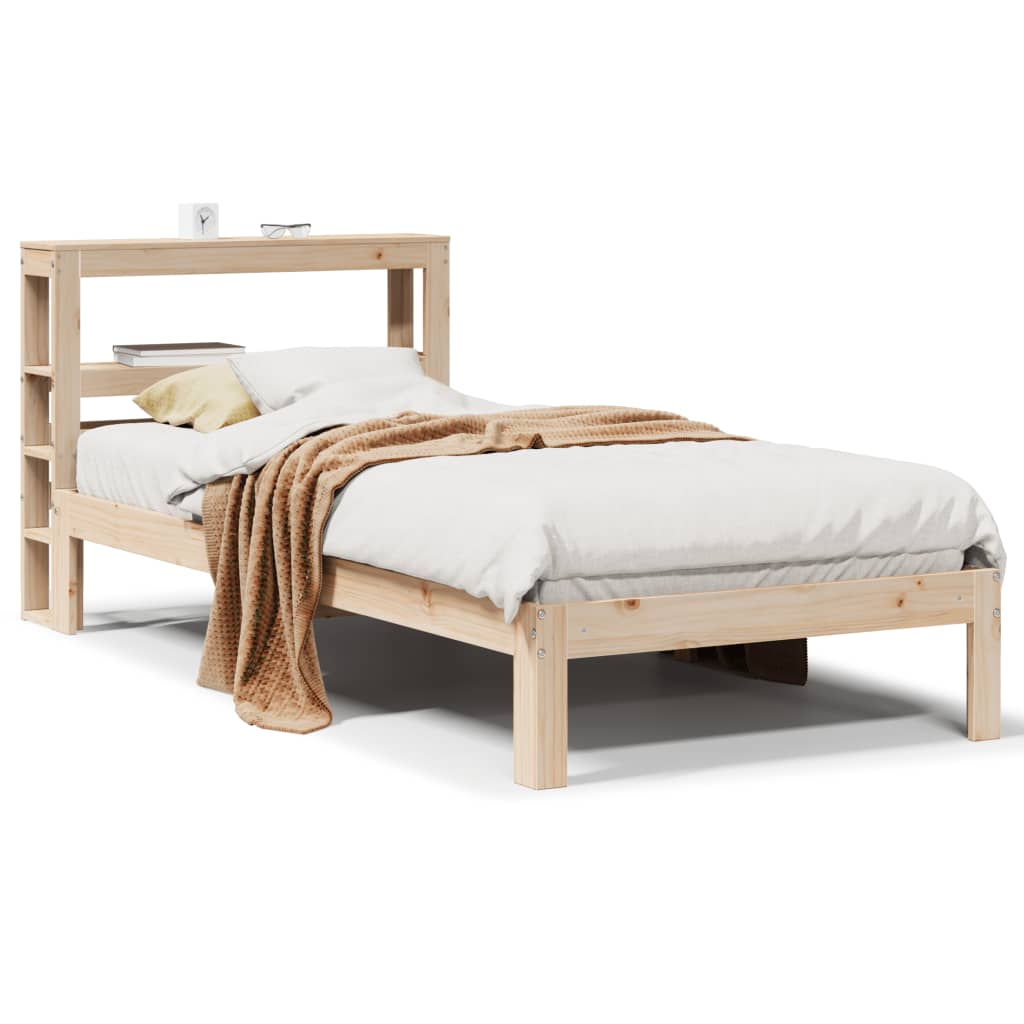 vidaXL Estructura de cama con cabecero madera maciza pino 75x190 cm