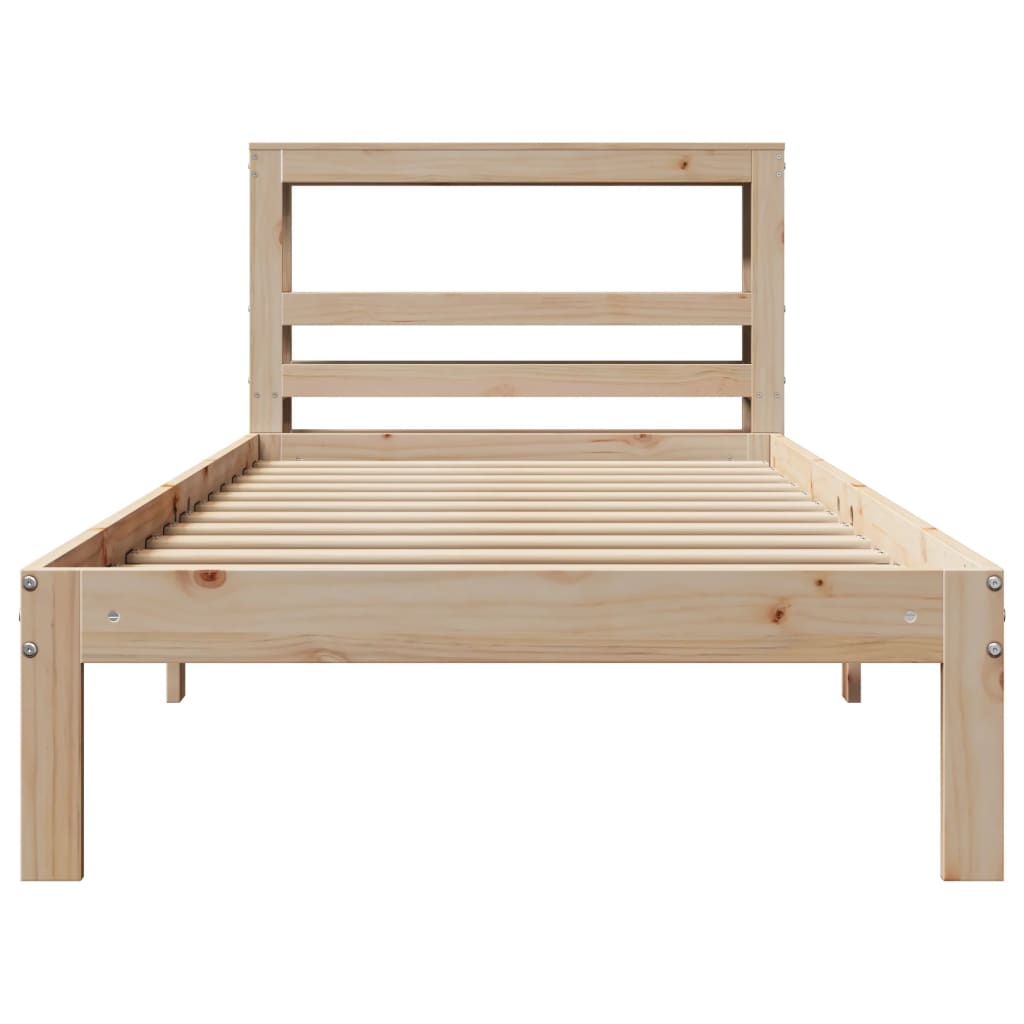 vidaXL Estructura de cama con cabecero madera maciza pino 75x190 cm