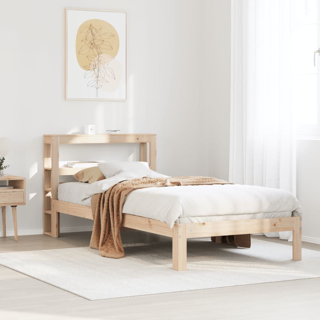 vidaXL Estructura de cama con cabecero madera maciza pino 75x190 cm