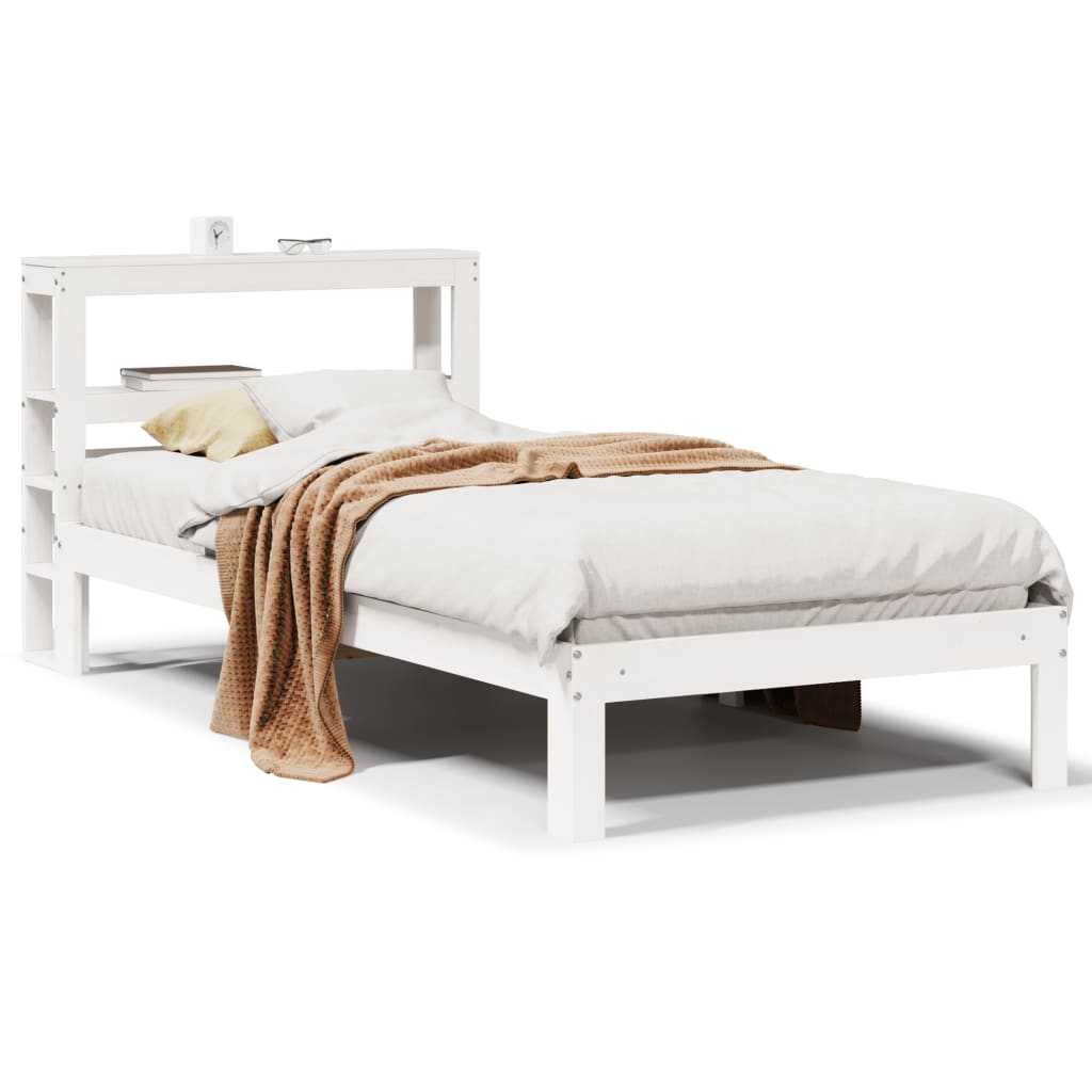 vidaXL Estructura de cama con cabecero sin colchón blanco 90x190 cm