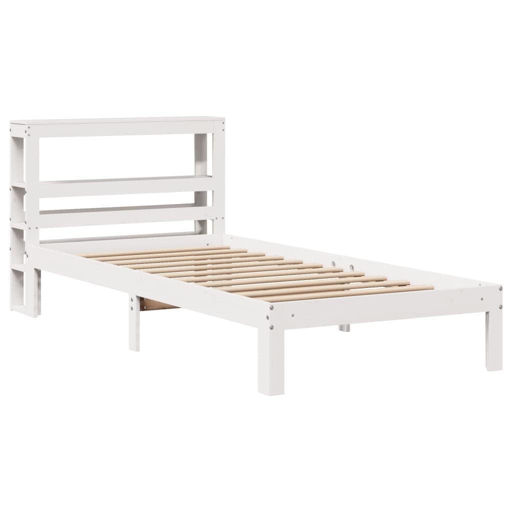 vidaXL Estructura de cama con cabecero sin colchón blanco 90x190 cm