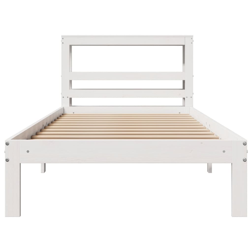 vidaXL Estructura de cama con cabecero sin colchón blanco 90x190 cm