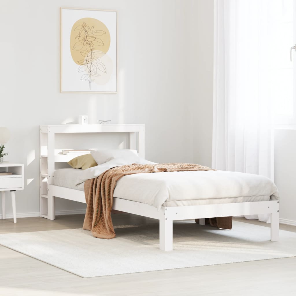 vidaXL Estructura de cama con cabecero sin colchón blanco 90x190 cm