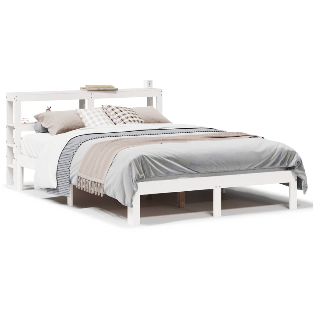 vidaXL Estructura de cama con cabecero madera pino blanco 120x190 cm