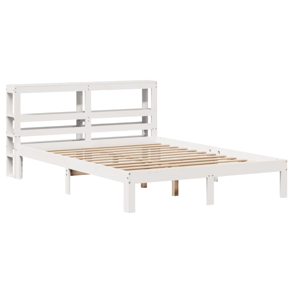 vidaXL Estructura de cama con cabecero madera pino blanco 120x190 cm