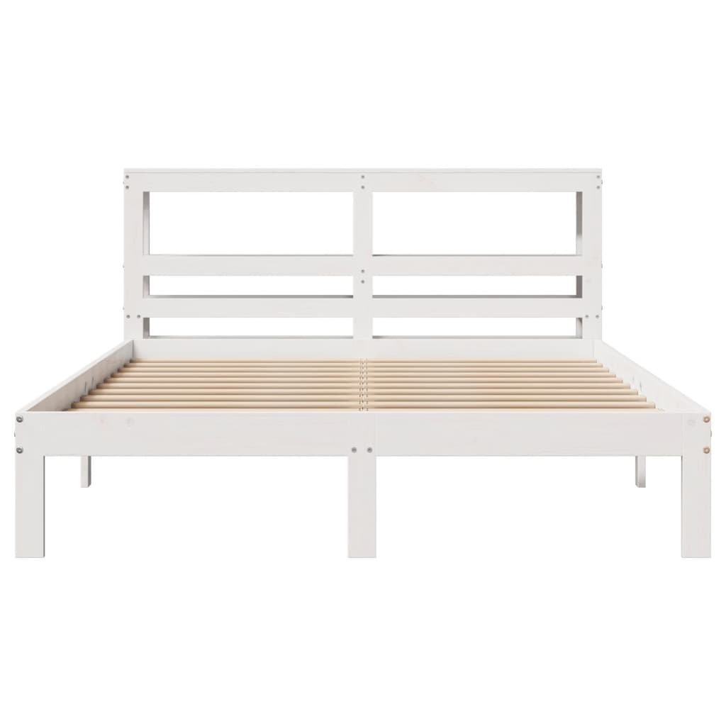 vidaXL Estructura de cama con cabecero madera pino blanco 120x190 cm