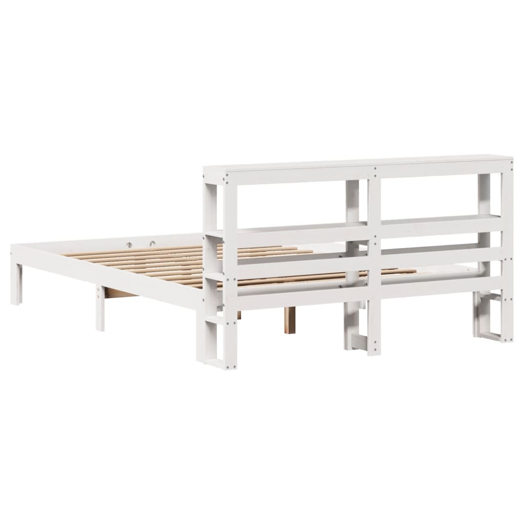 vidaXL Estructura de cama con cabecero madera pino blanco 120x190 cm