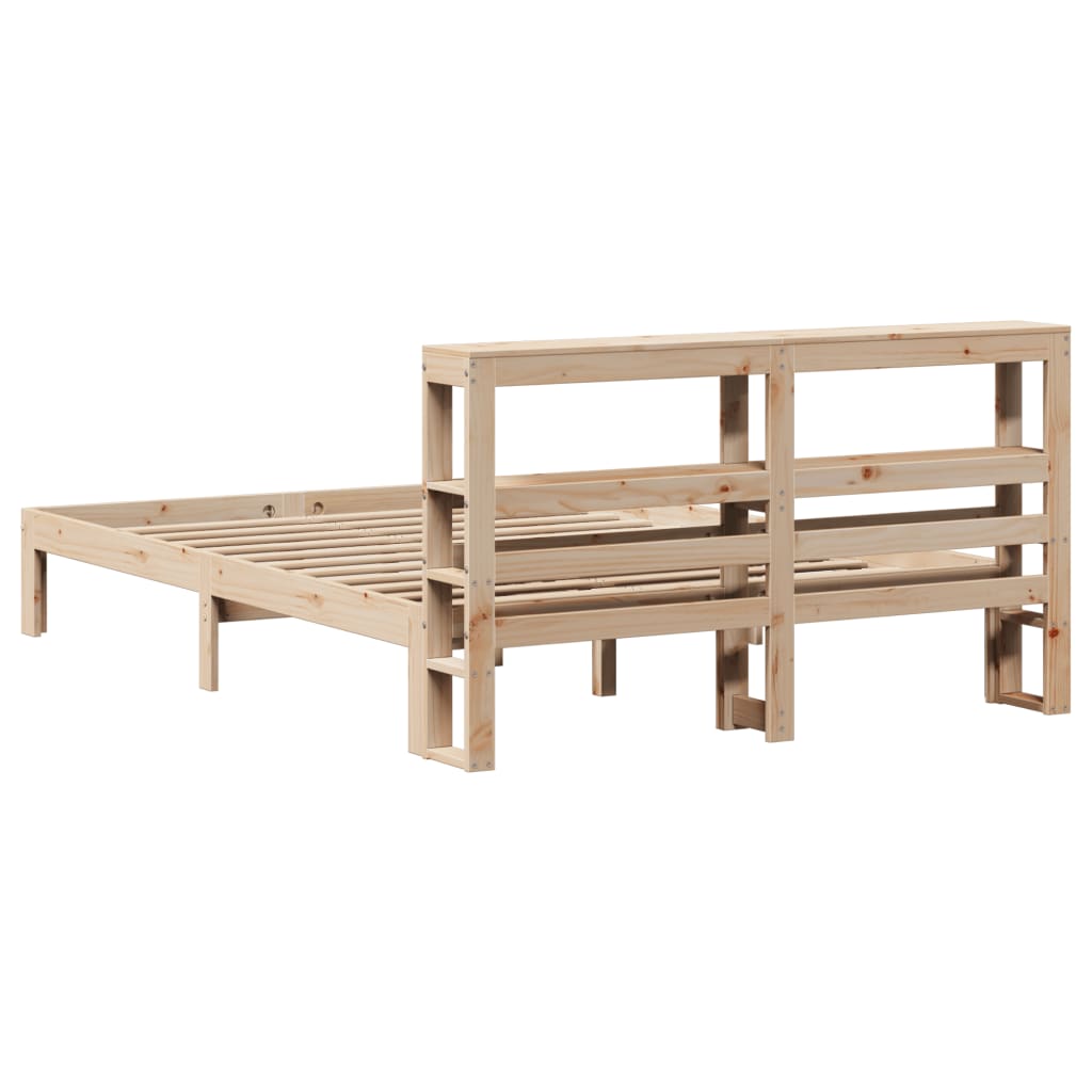 vidaXL Estructura de cama con cabecero madera maciza pino 135x190 cm