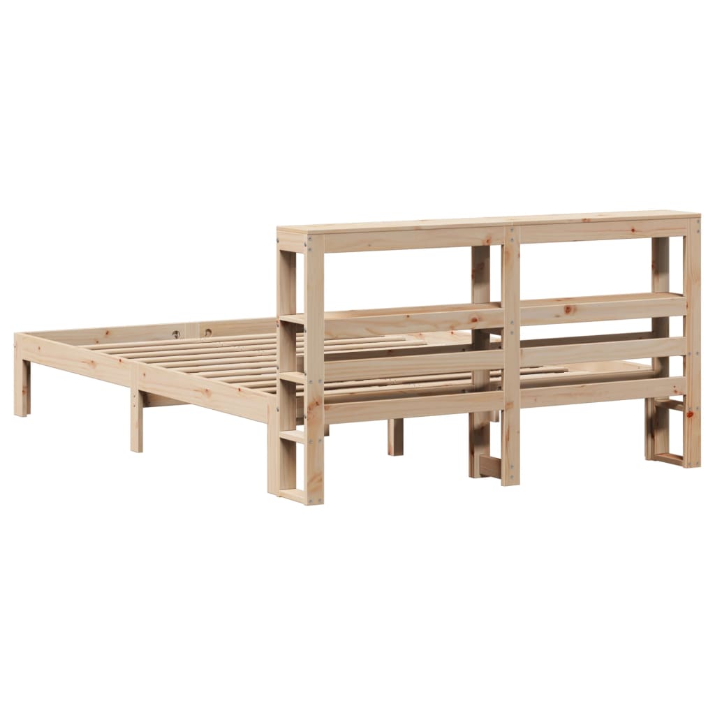 vidaXL Estructura de cama con cabecero madera maciza pino 140x190 cm