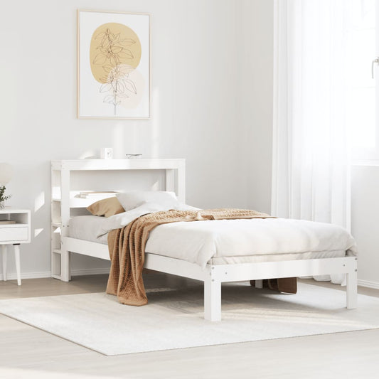 vidaXL Estructura de cama con cabecero sin colchón blanco 90x200 cm