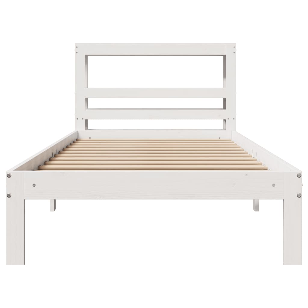 vidaXL Estructura de cama con cabecero sin colchón blanco 100x200 cm