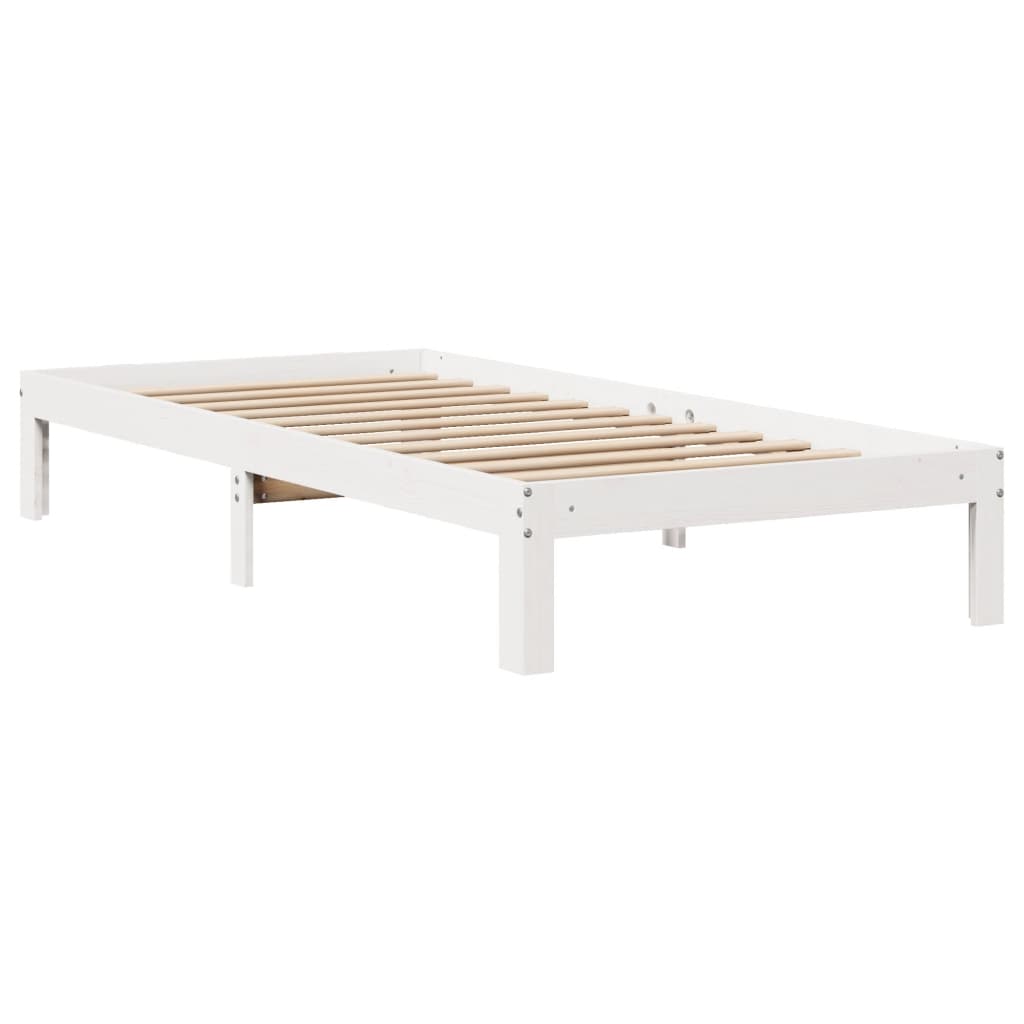 vidaXL Estructura de cama con cabecero sin colchón blanco 100x200 cm