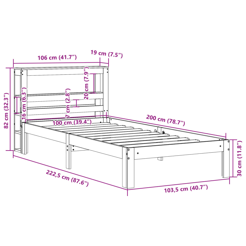 vidaXL Estructura de cama con cabecero sin colchón blanco 100x200 cm