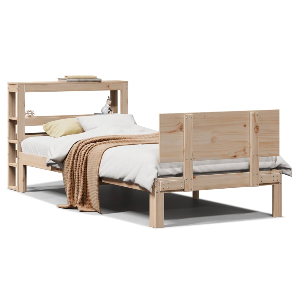 vidaXL Estructura de cama con cabecero madera maciza pino 75x190 cm